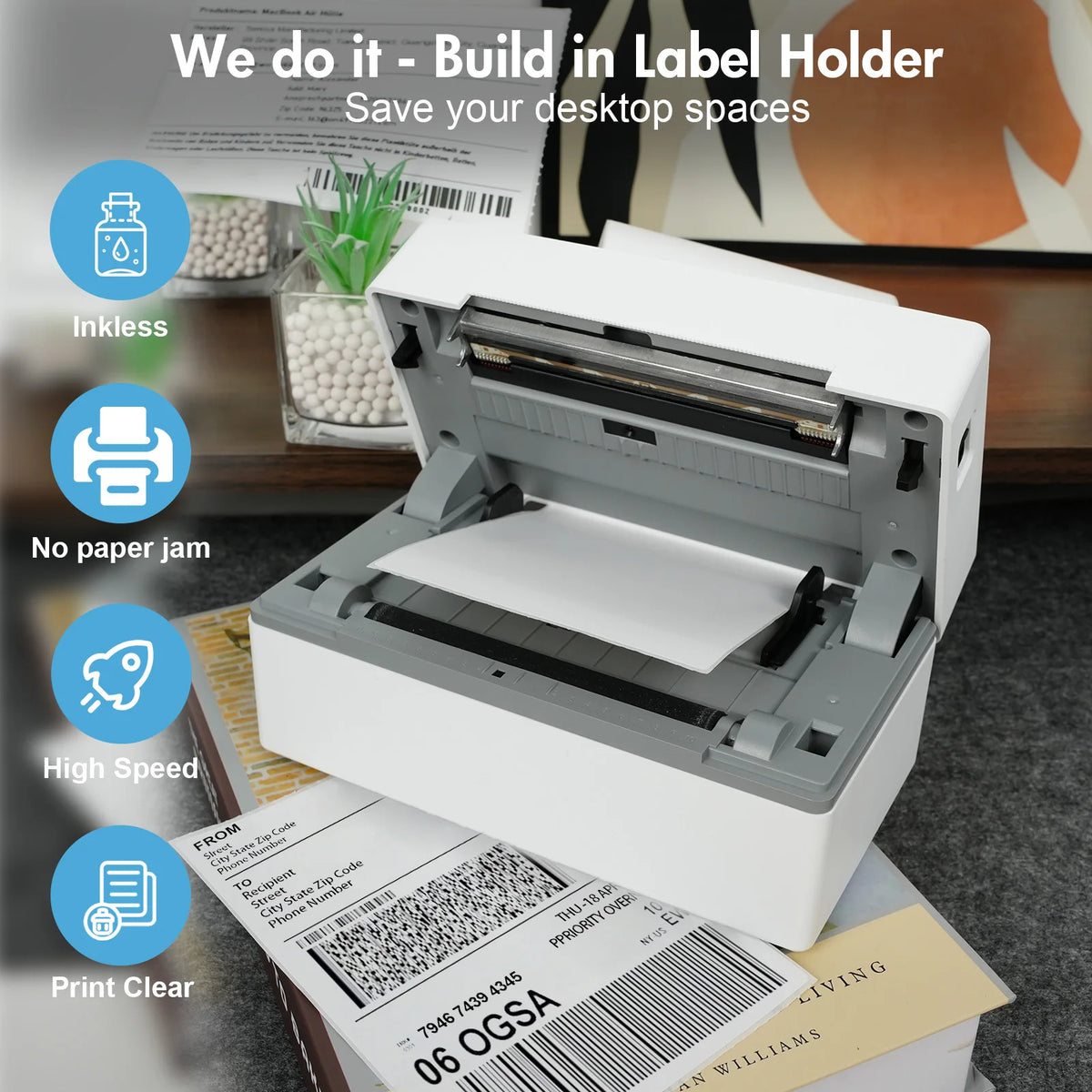 TakeYou Portable Inkless Thermal Shipping Label Printer With Bluetooth