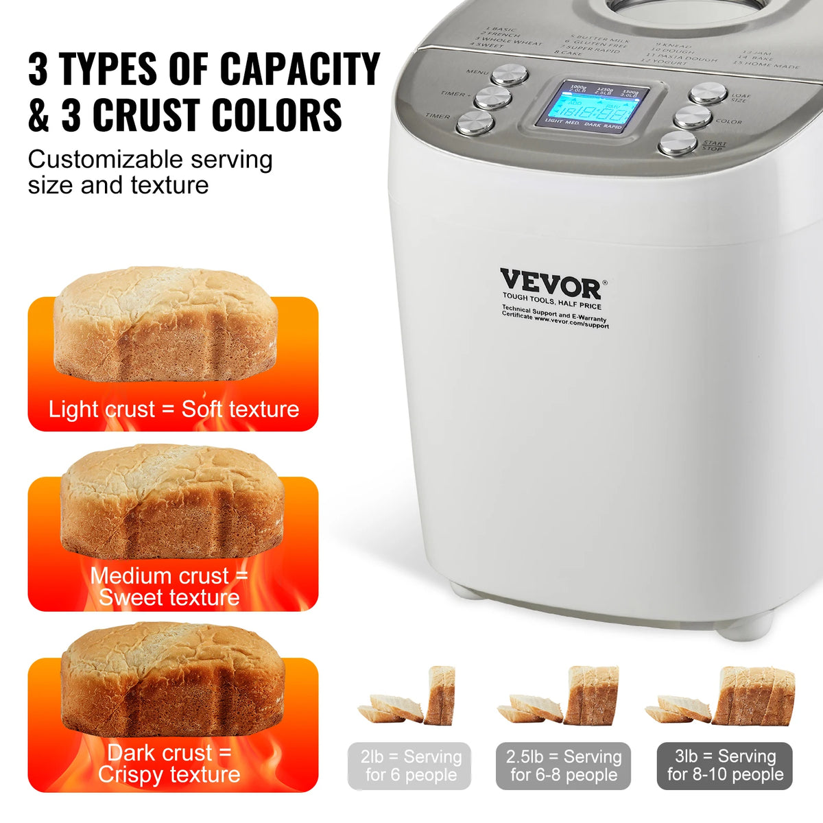 SucceBuy 15 Function Automatic Bread Maker With Gluten Free Setting