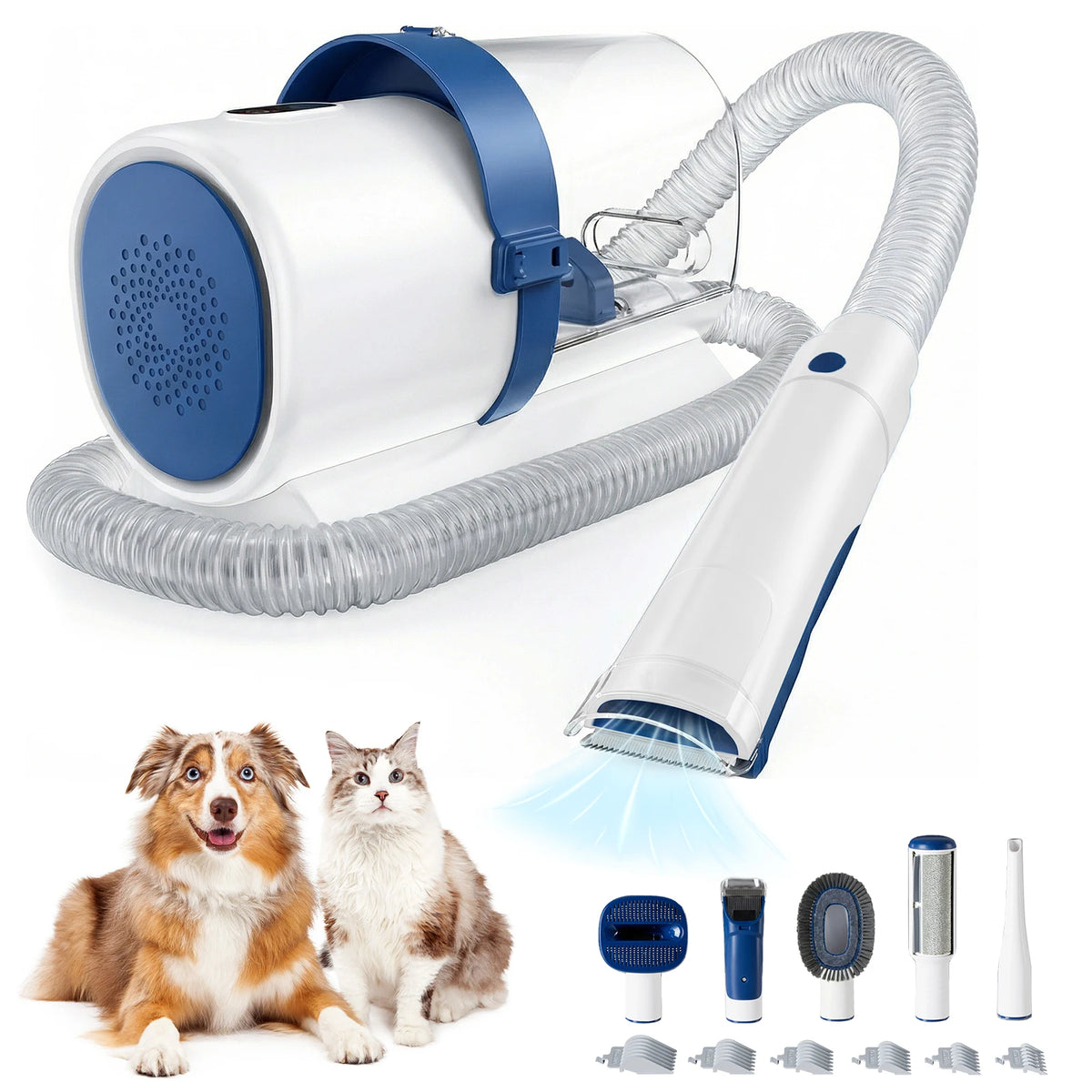 Low Noise Pet Grooming Vacuum Kit With Clipper Attachment