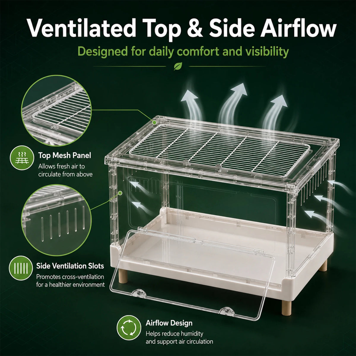 Foldable Acrylic Reptile Terrarium With Clear Ventilation For Pets
