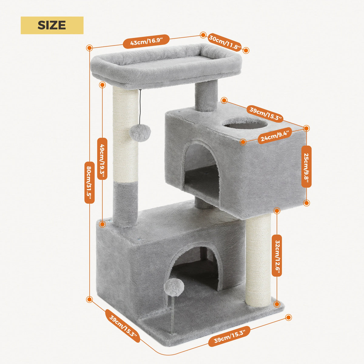 PAWZ Road Multi Level Cat Tower With Sisal Scratching Post
