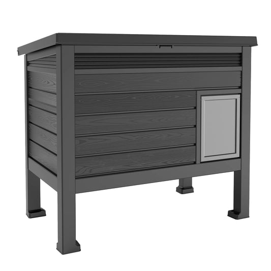 Weatherproof Resin Elevated Cat Shelter With Openable Roof For Outdoors