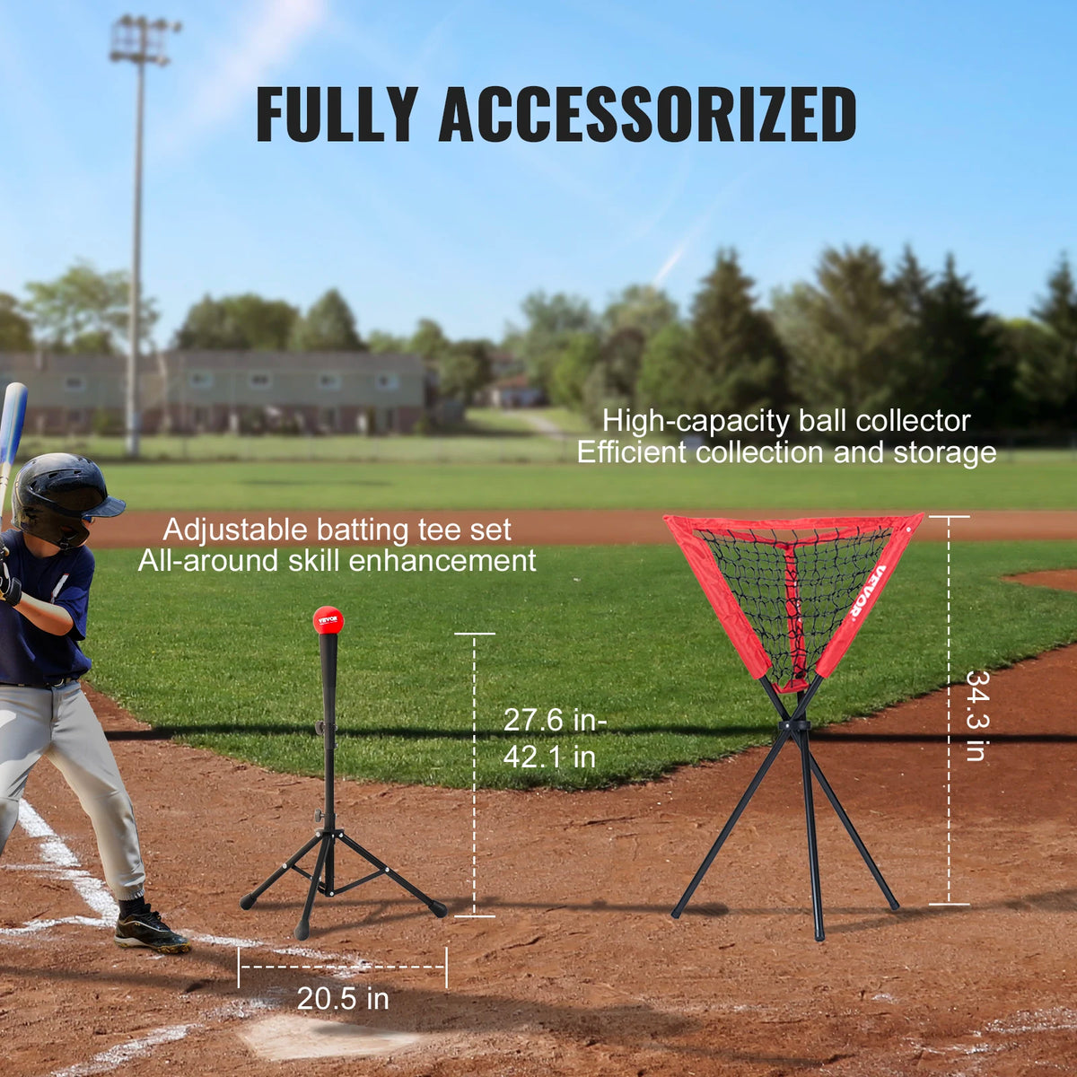Portable Baseball Softball Backstop Net With Carry Bag Ball Collector