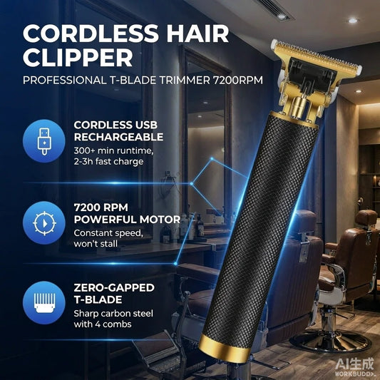 Rechargeable Cordless Hair Clipper And Beard Trimmer With USB Charging