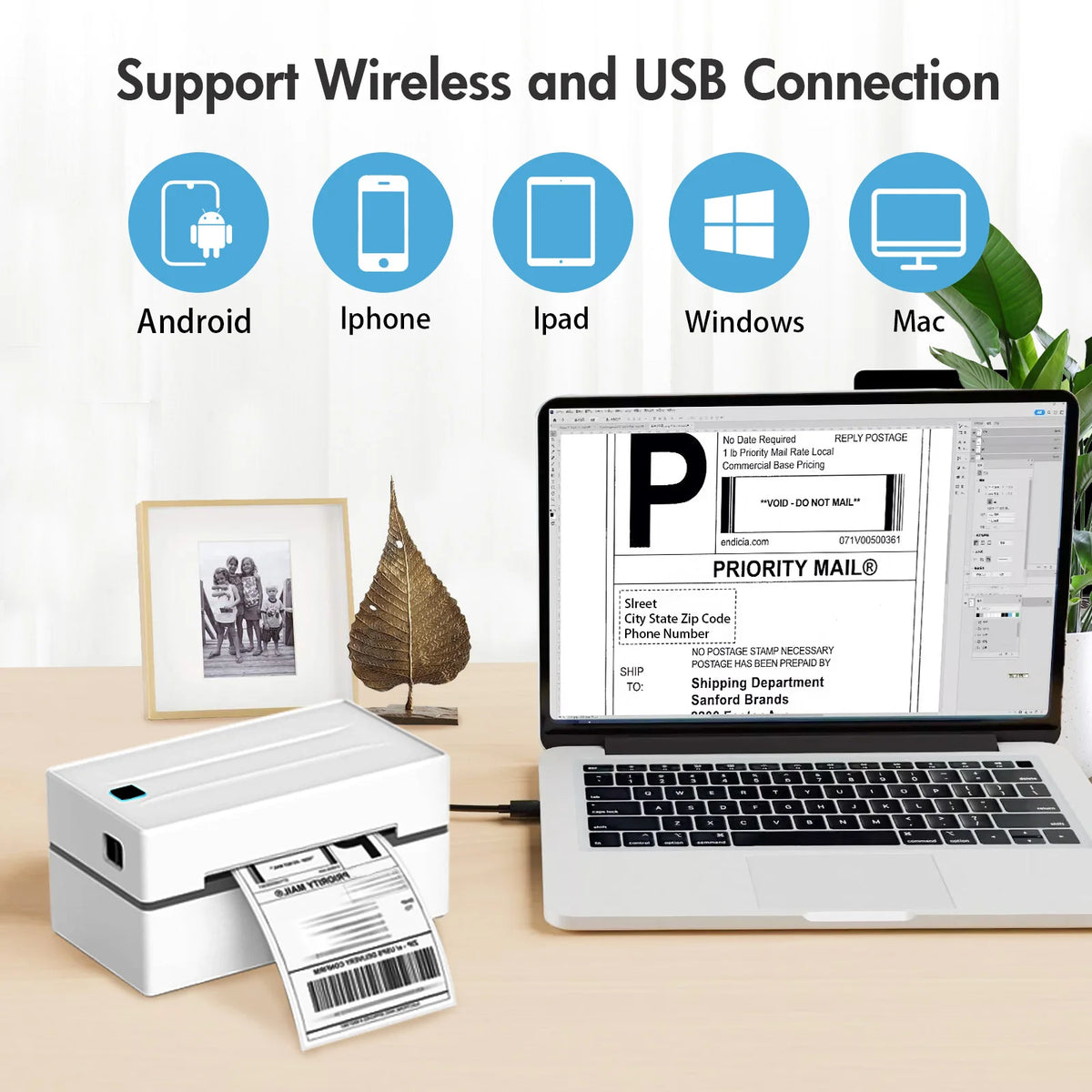 TakeYou Portable Inkless Thermal Shipping Label Printer With Bluetooth