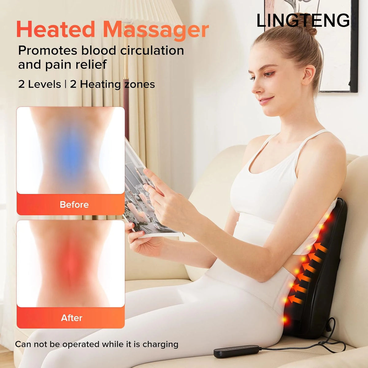 LINGTENG Cordless Neck Back Massager With Heat And 3D Acupressure
