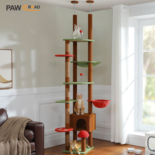 Petepela Adjustable Height Floor To Ceiling Cat Tower With Hammock
