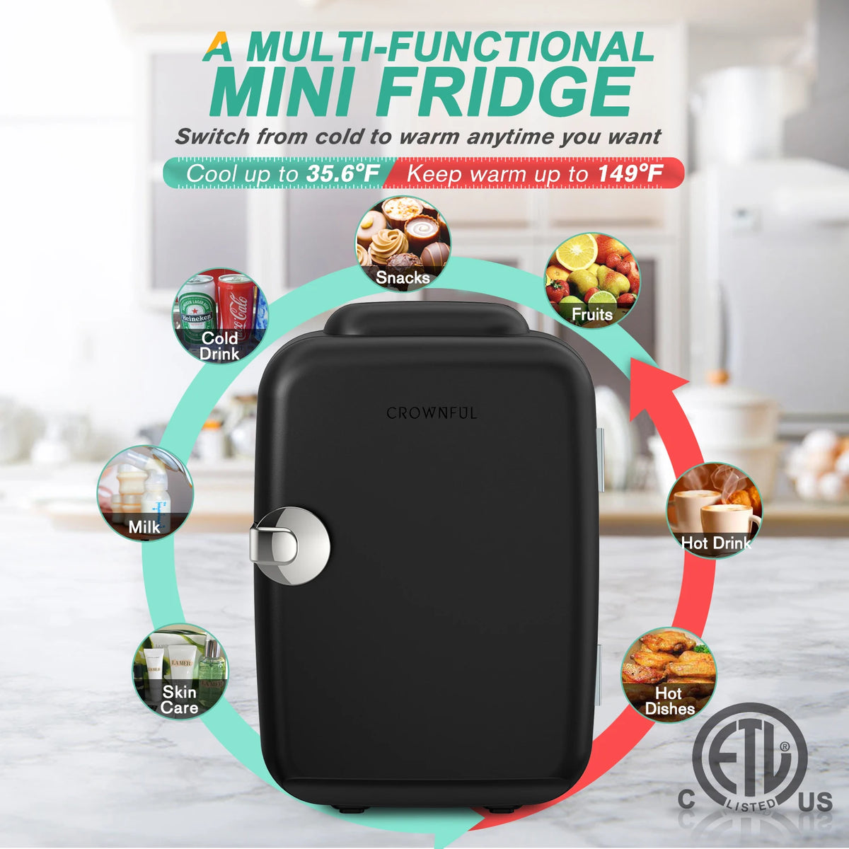 Crownful Beauty Skincare Mini Fridge With Cooling And Heating