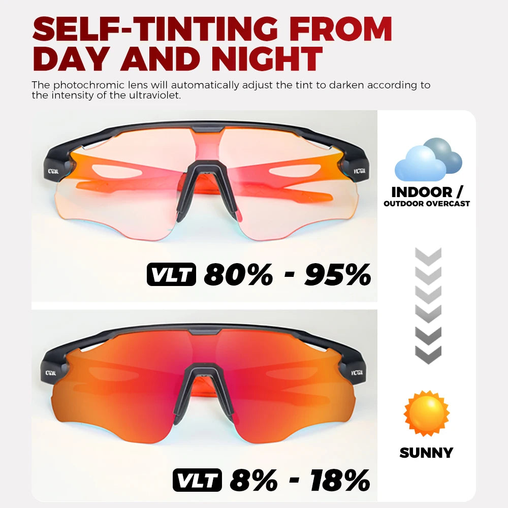 Victgoal Photochromic Cycling Sunglasses With UV400 Protection for Sports