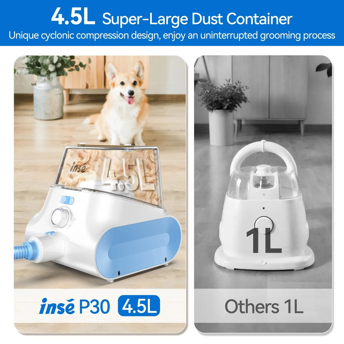 INSE P30 Cordless Dog Grooming Vacuum Low Noise Pet Clipper