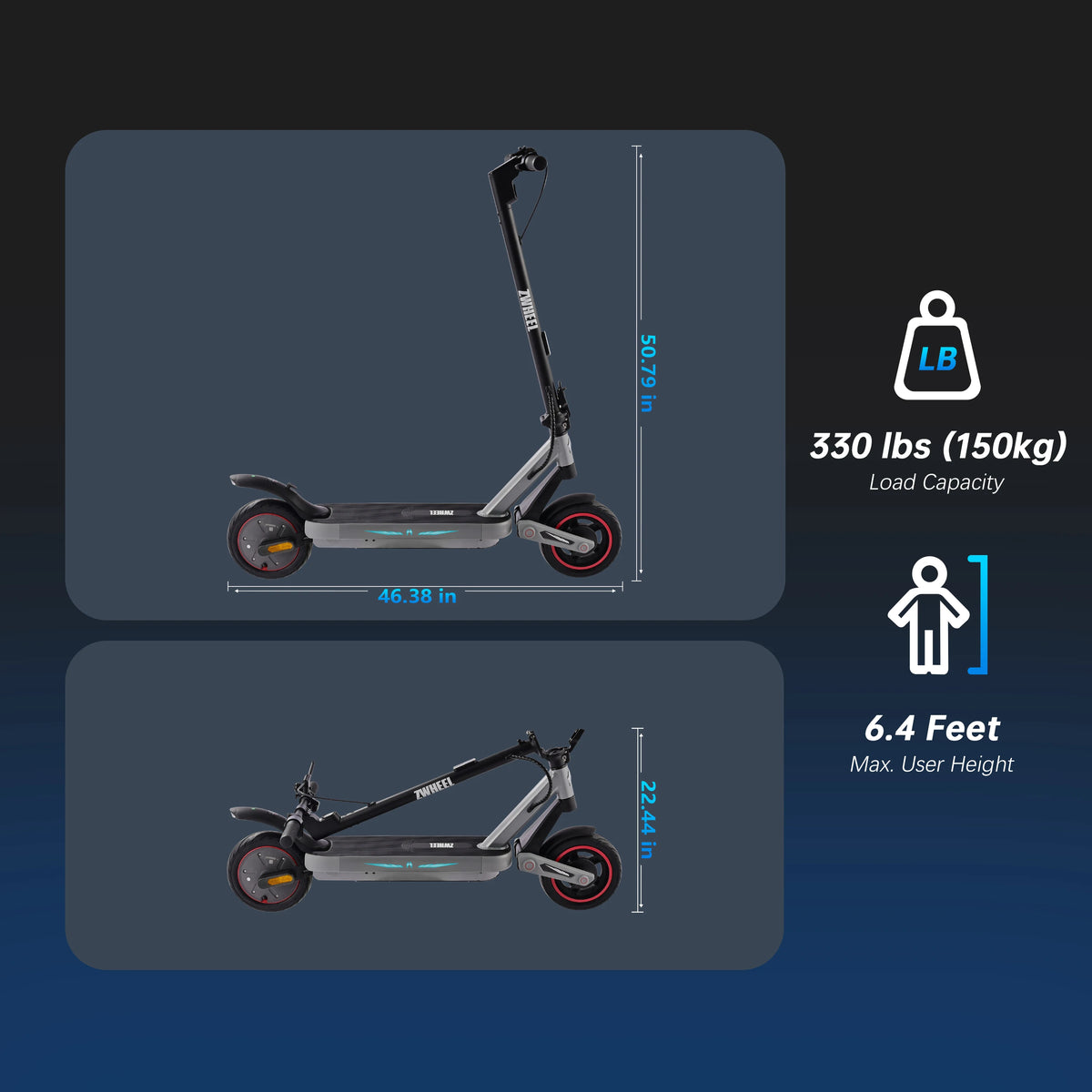 ZWHEEL E12 Plus Electric Scooter 800W Peak 25 MPH Range