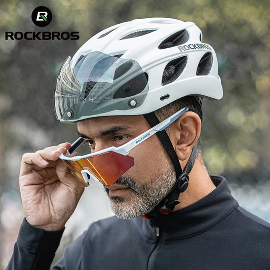 ROCKBROS Lightweight Cycling Helmet With Integrated Protective Goggles