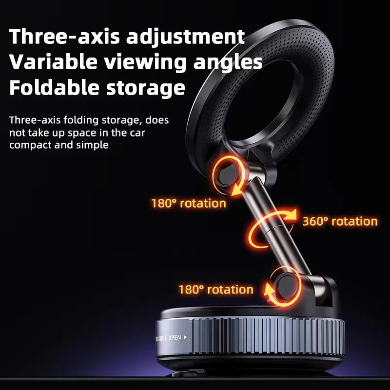 Foldable Magnetic Car Phone Holder With 360 Degree Rotation Base