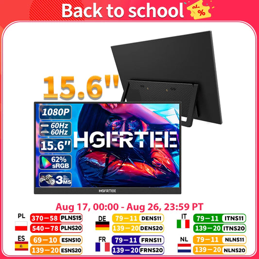 HGFRTEE Portable FHD IPS Monitor With HDR10 Speakers