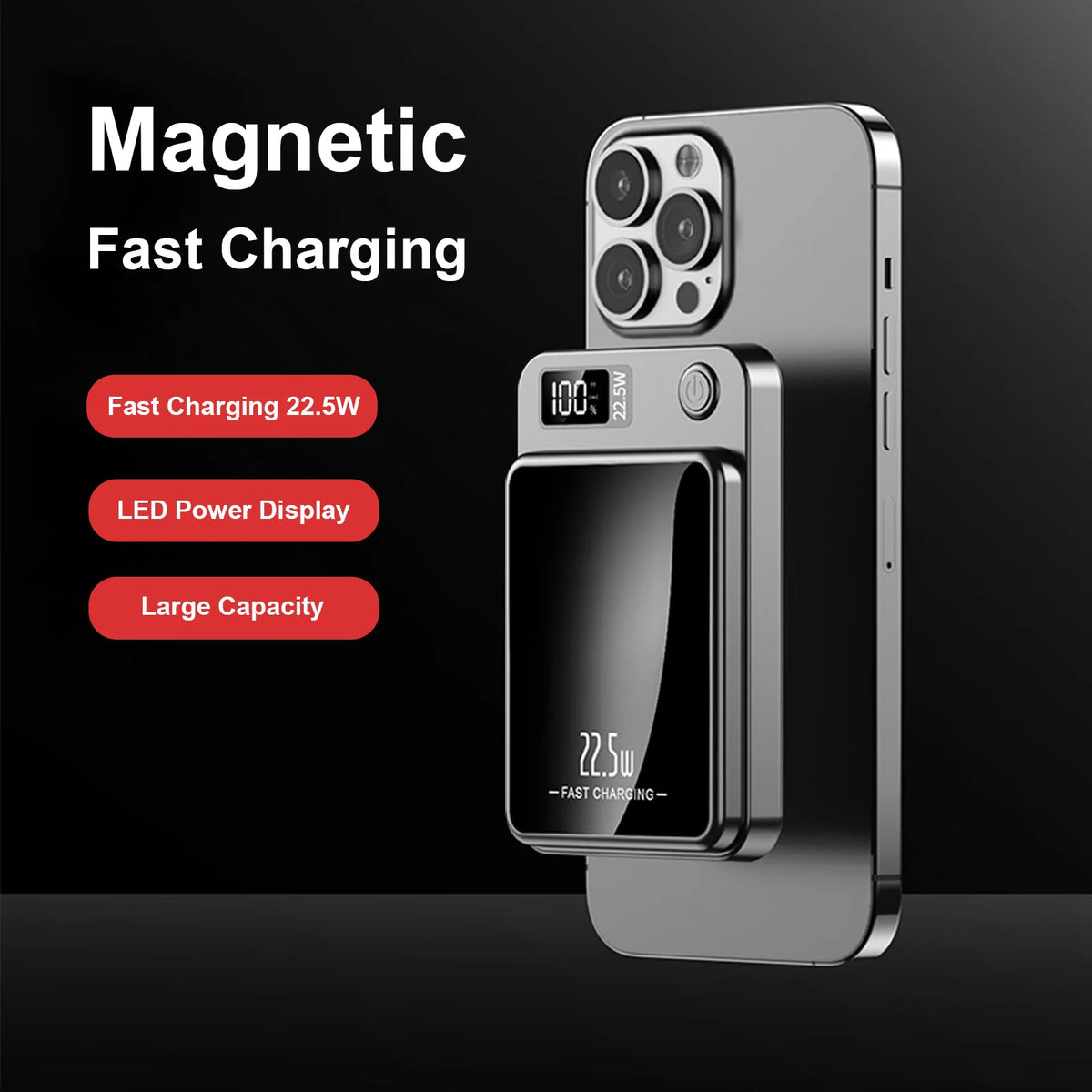 Wireless Magnetic Power Bank With Fast Charging And LED Display