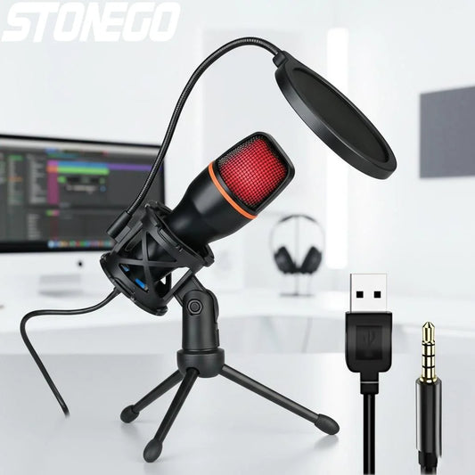 Stonego Usb Condenser Microphone With Rgb Tripod And Mute Button
