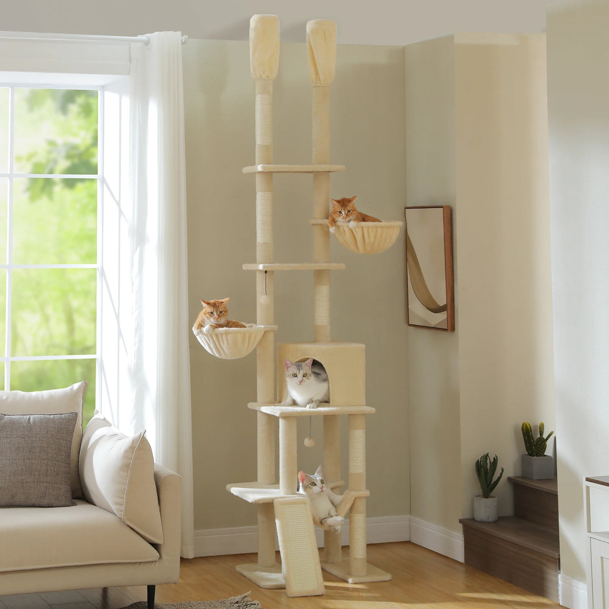 PAWZ Road Cactus Cat Tree Floor To Ceiling Tower