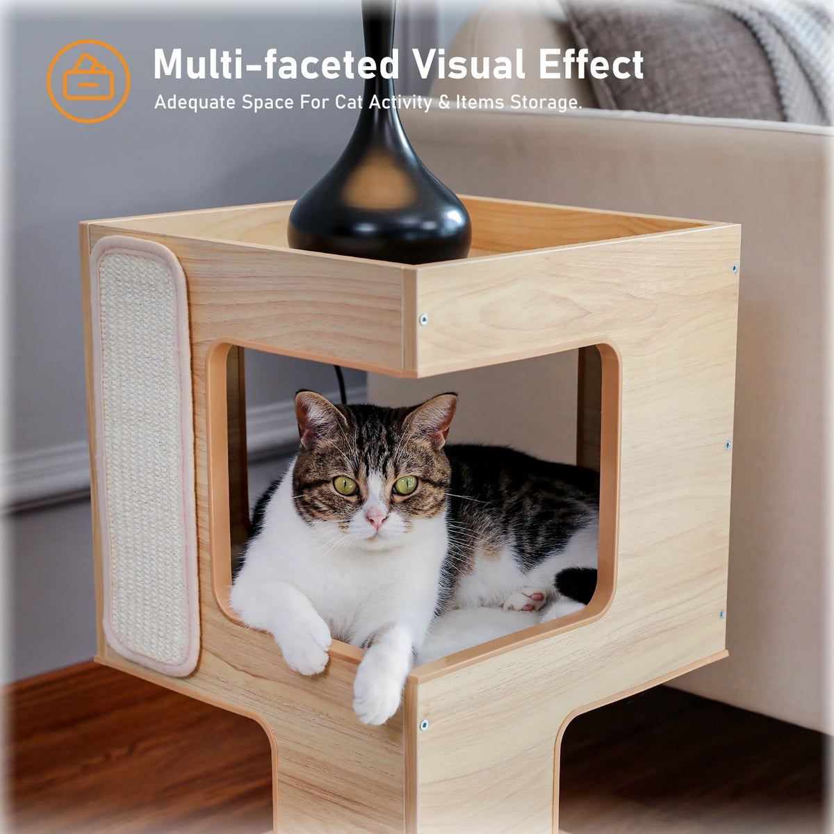 Pawz Road Wood Cat Condo With Integrated Scratching Platform