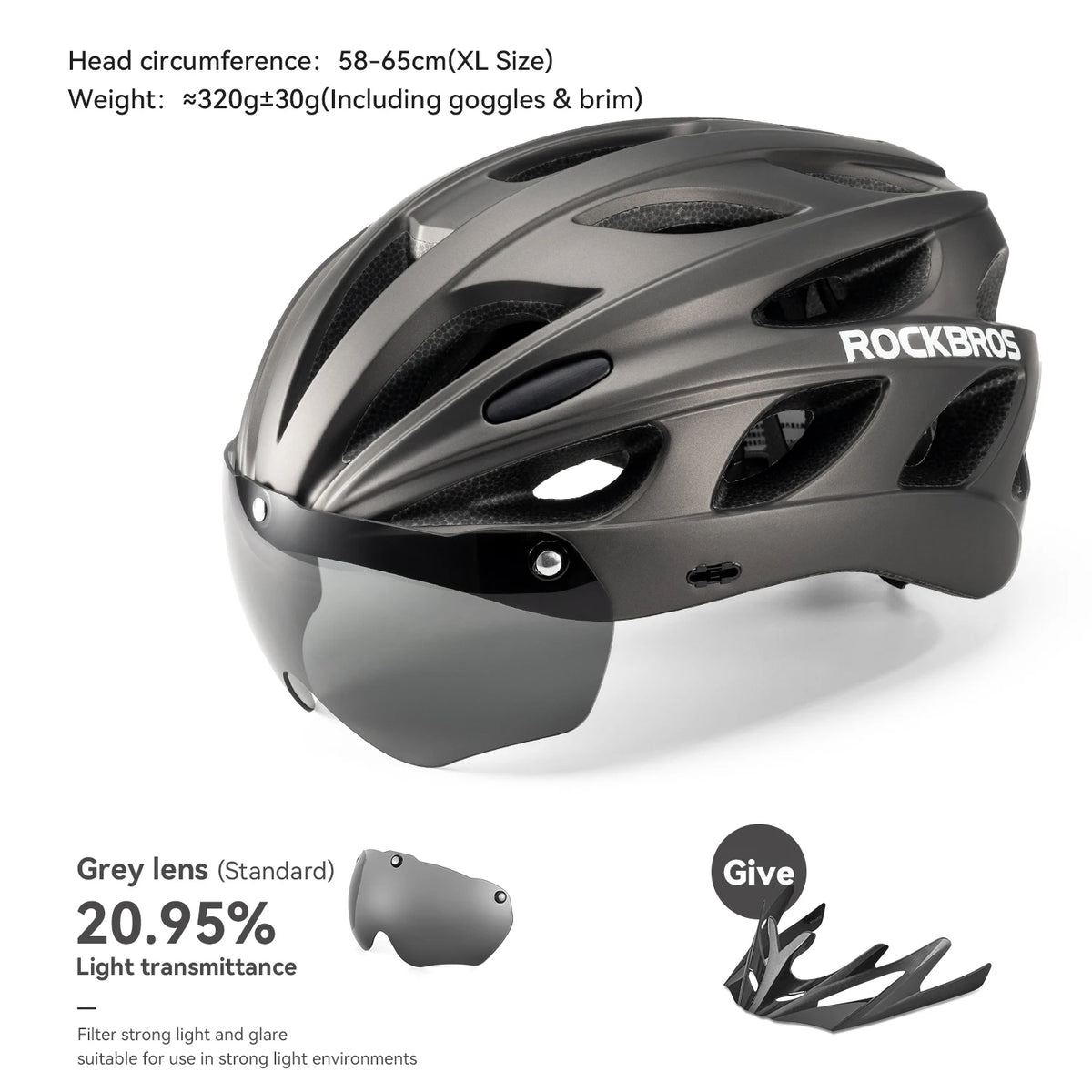 ROCKBROS Lightweight Cycling Helmet With Integrated Protective Goggles