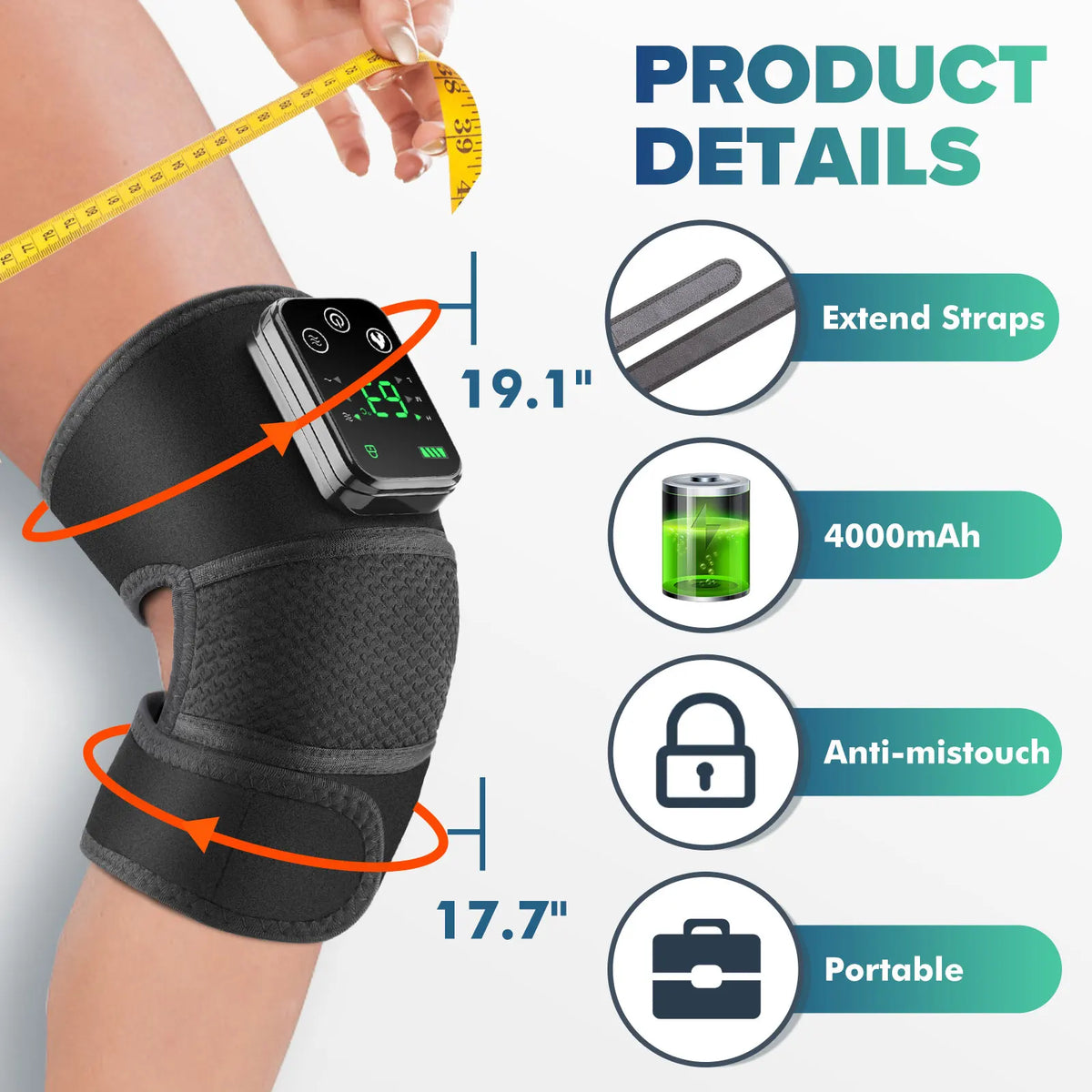 Hailicare Cordless Heated Knee Massager With Vibration Therapy