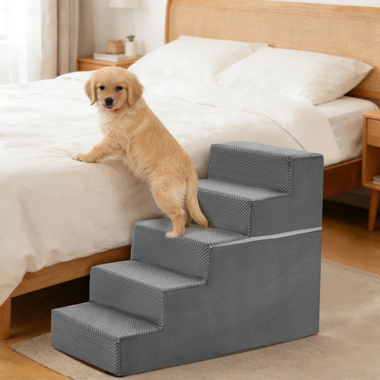 JHK Curved Foam Dog Stair Ramp For Easy Indoor Access