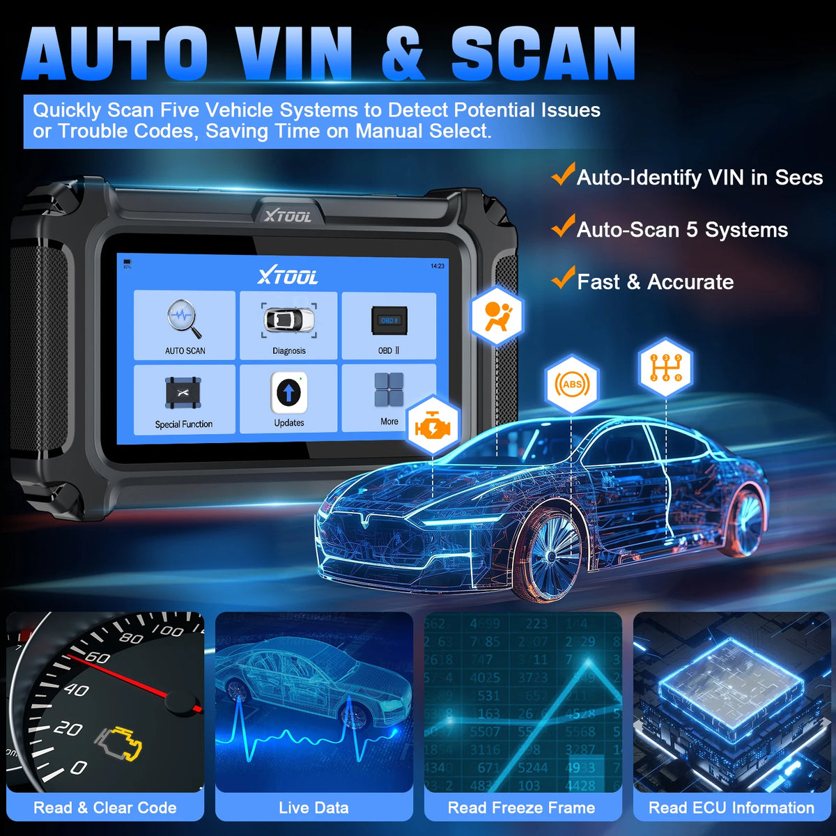 XTOOL D5 OBD2 Automotive Diagnostic Scanner With FCA Support
