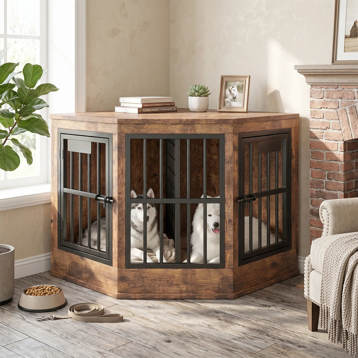 Modern Corner Dog Crate Furniture Decorative Pet TV Stand