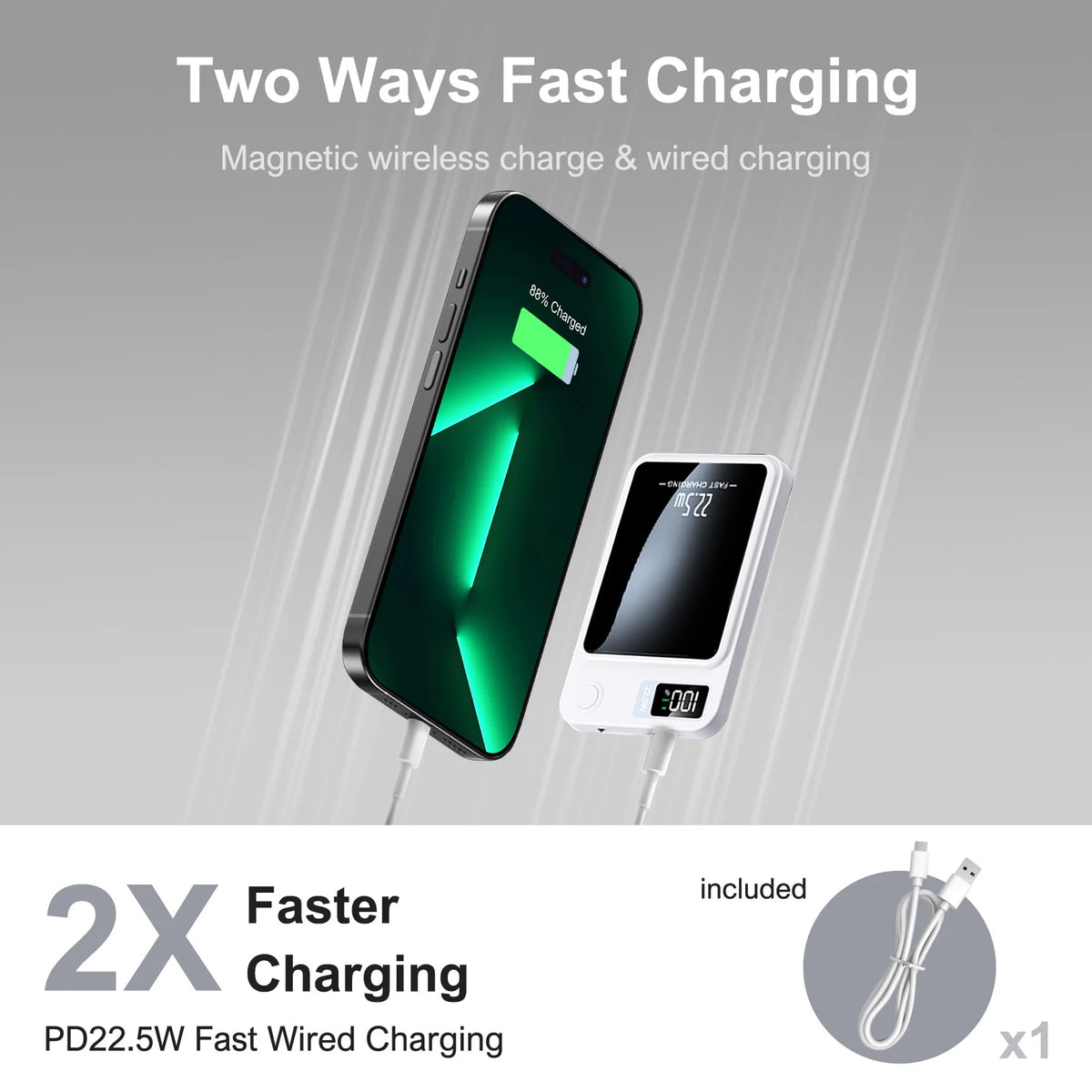 Wireless Magnetic Power Bank With Fast Charging And LED Display