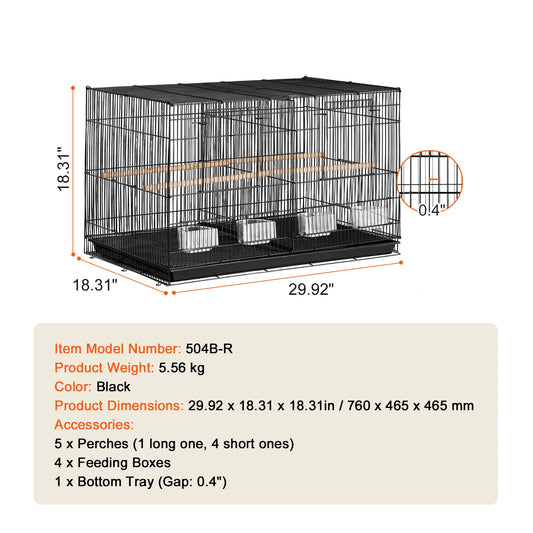Stackable Divided Bird Cage With Carry Handle And Perch