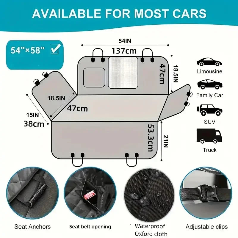 Waterproof Dog Car Seat Cover Hammock With Nonslip Back Protection