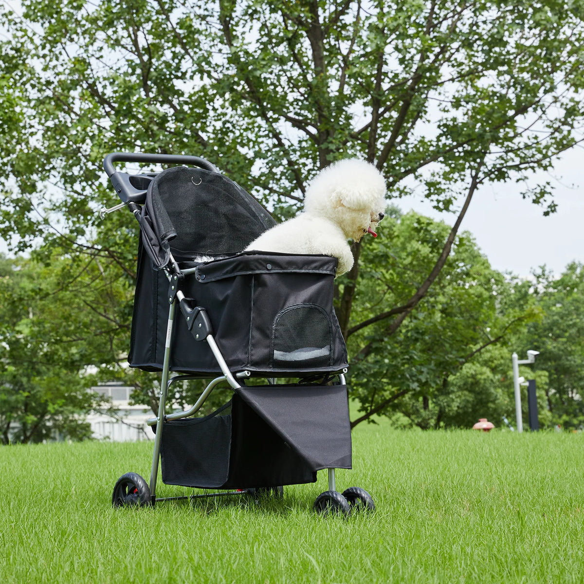 Foldable Three Wheel Pet Stroller For Small Dogs Daily Use
