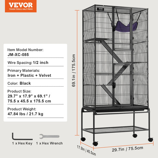 SucceBuy Premium Four Tier Rolling Metal Small Animal Cage