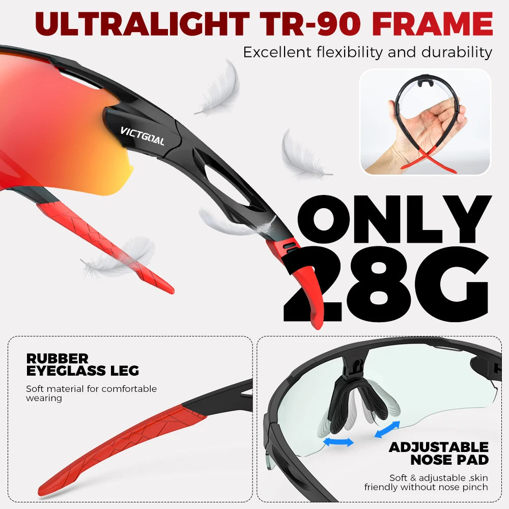 Victgoal Photochromic Cycling Sunglasses With UV400 Protection for Sports