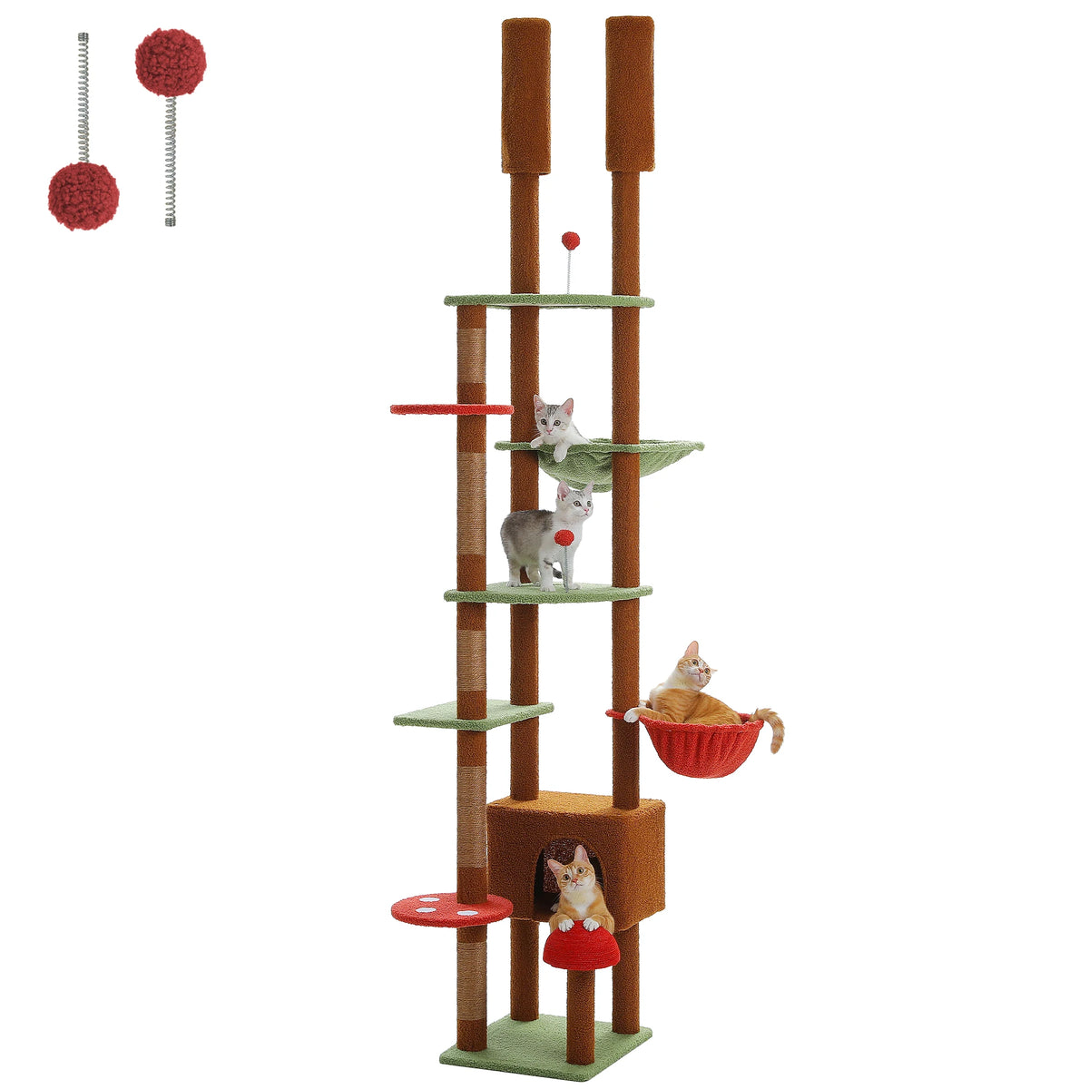 Petepela Adjustable Height Floor To Ceiling Cat Tower With Hammock