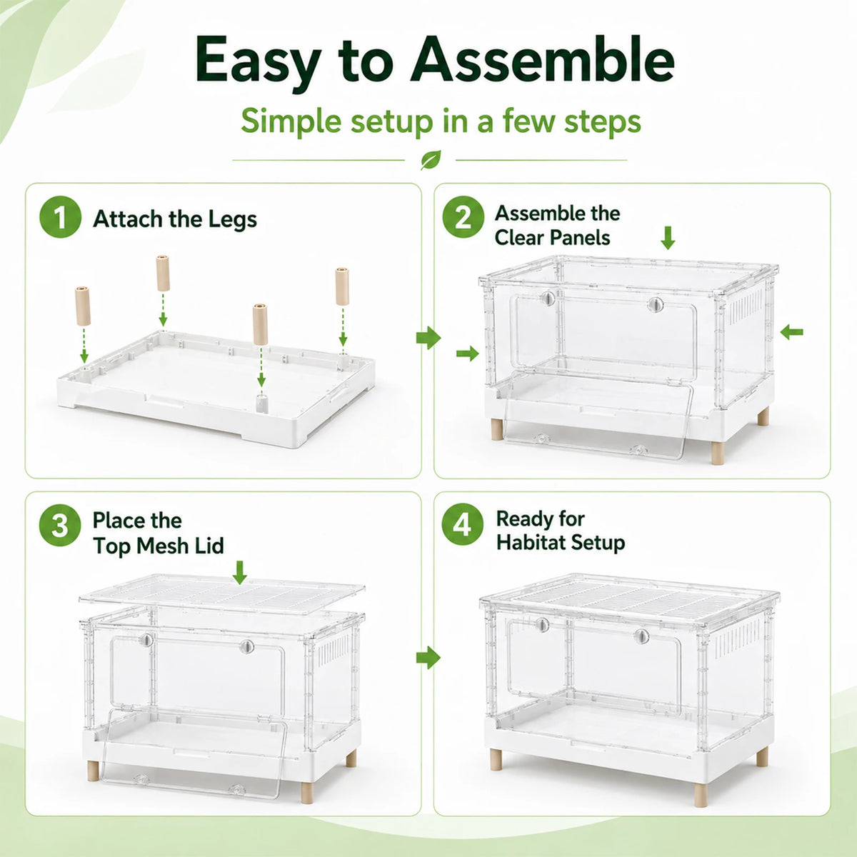 Foldable Acrylic Reptile Terrarium With Clear Ventilation For Pets