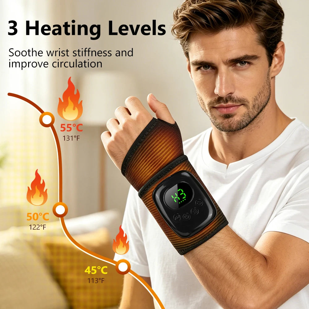 Hailicare Cordless Air Compression Wrist Massager With Heat Therapy