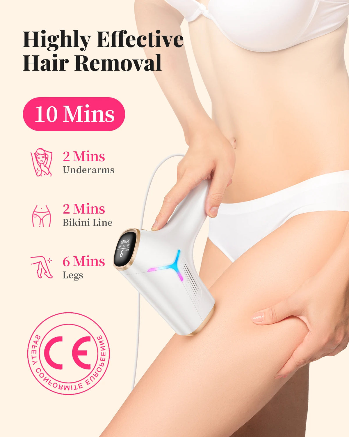Totmizby IPL Hair Removal Device for Face Body and Bikini Areas