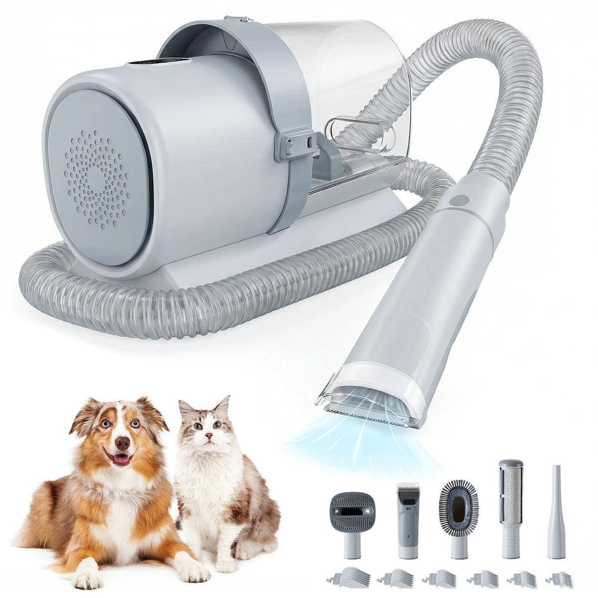 Low Noise Pet Grooming Vacuum Kit With Clipper Attachment