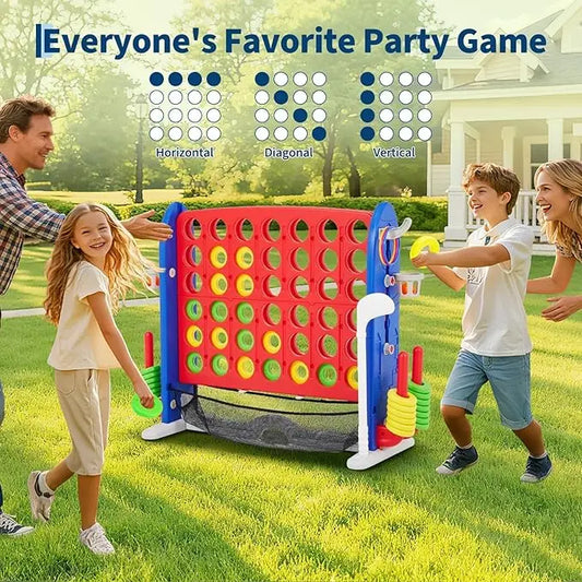 HiMISS Giant Connect 4 Game With Golf Basketball Ring Toss