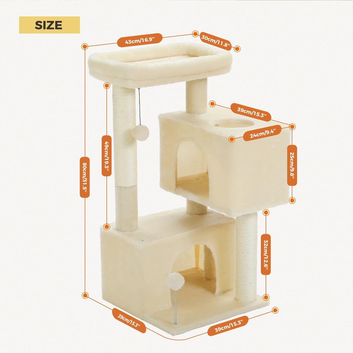PAWZ Road Multi Level Cat Tower With Sisal Scratching Post
