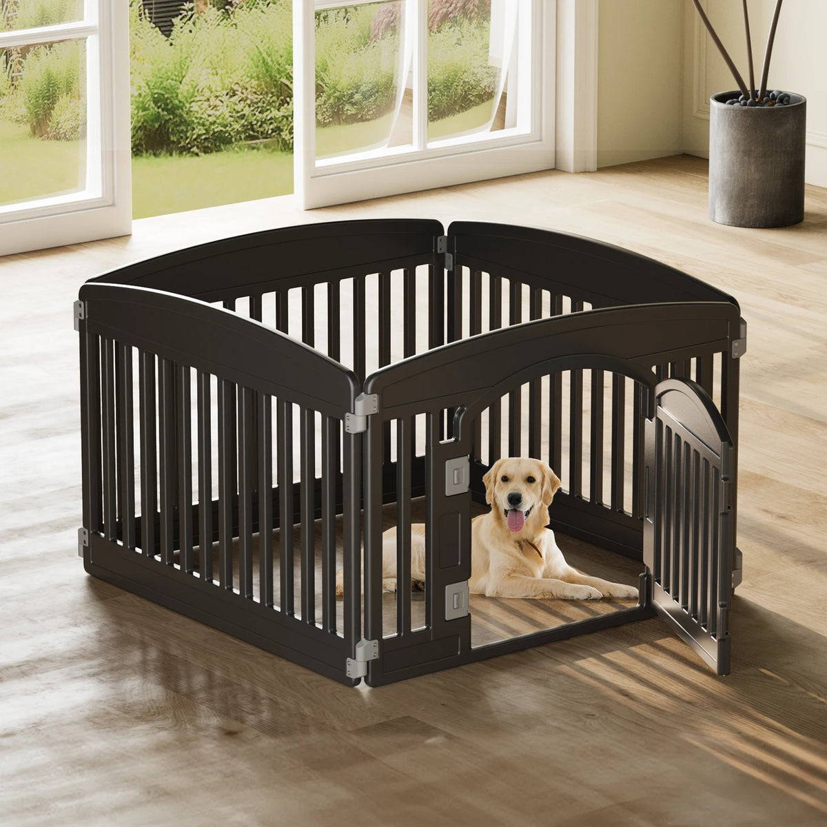 JHK Plastic Dog Playpen Expandable Pet Fence For Indoor Outdoor