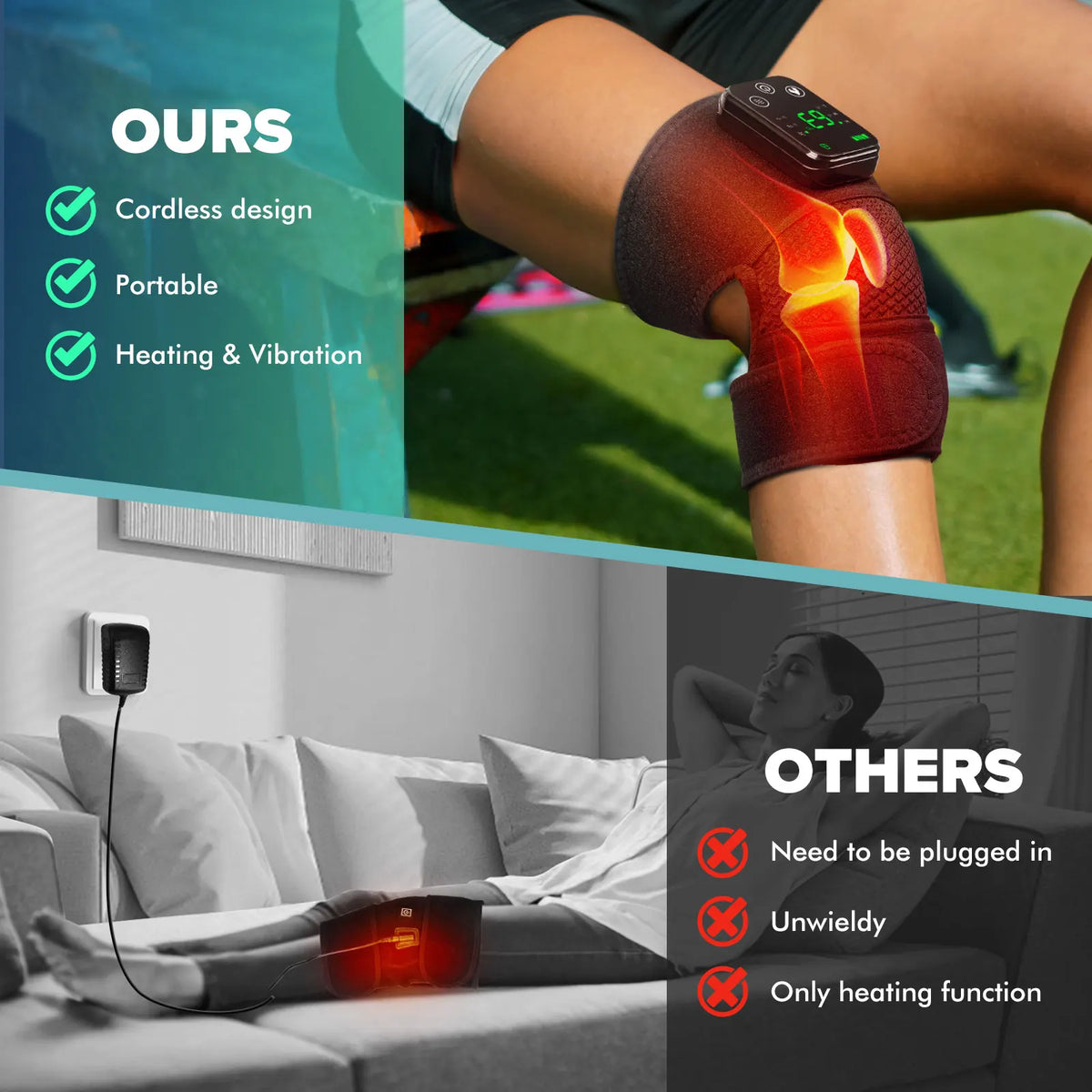 Hailicare Cordless Heated Knee Massager With Vibration Therapy