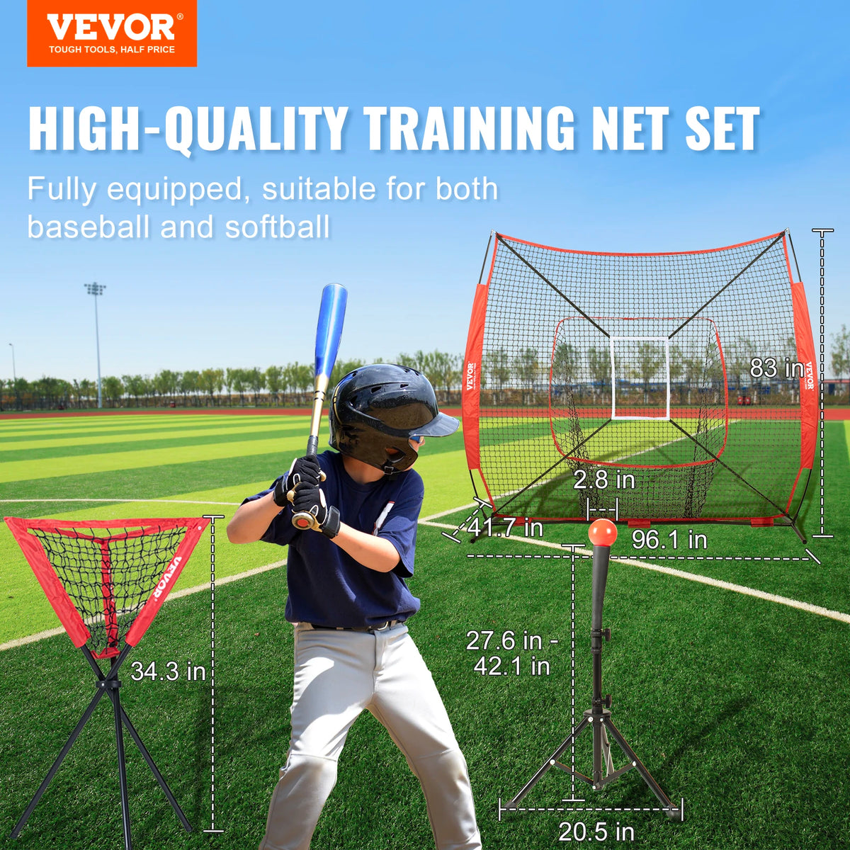 Portable Baseball Softball Backstop Net With Carry Bag Ball Collector