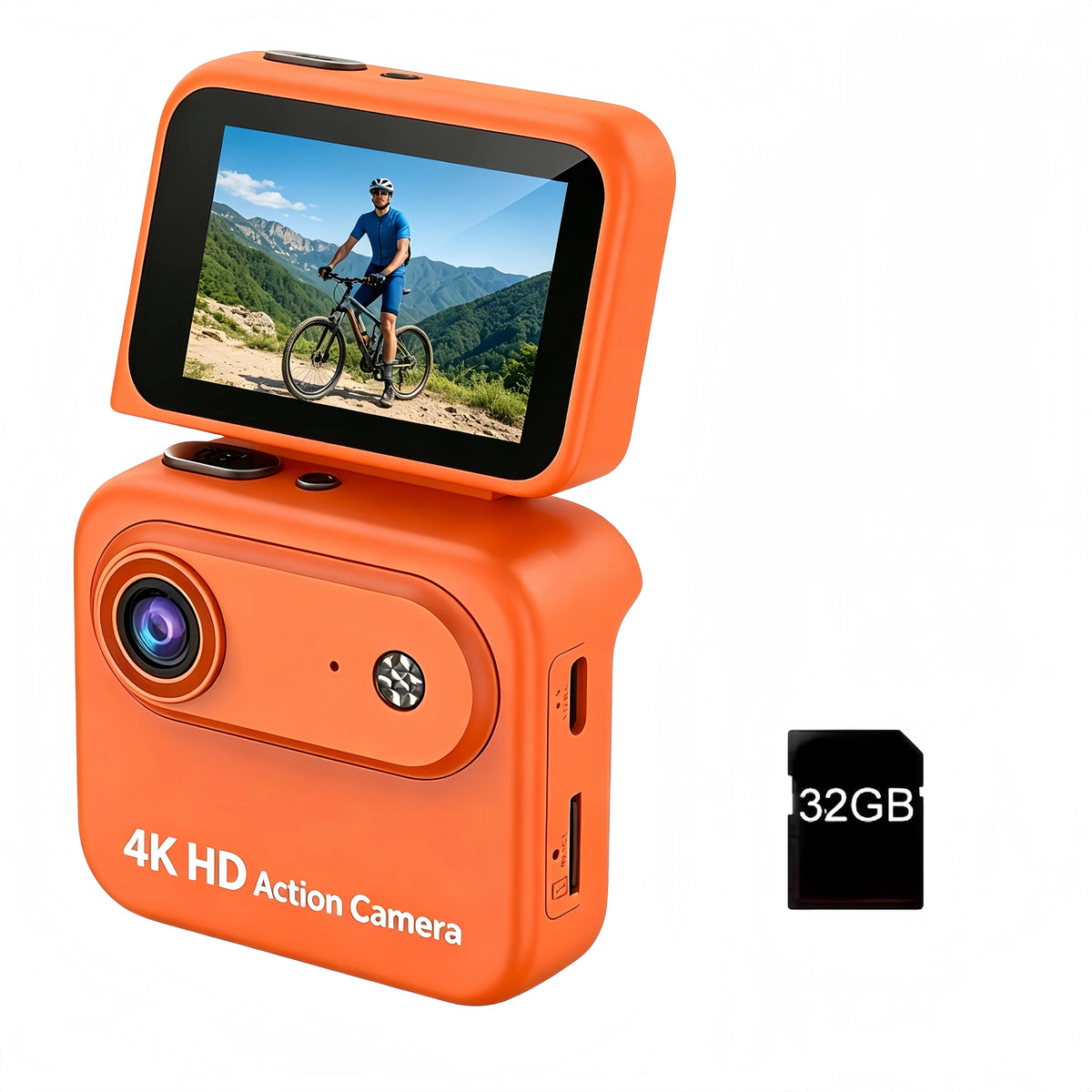4K Flip Screen Action Camera With Anti Shake Stability