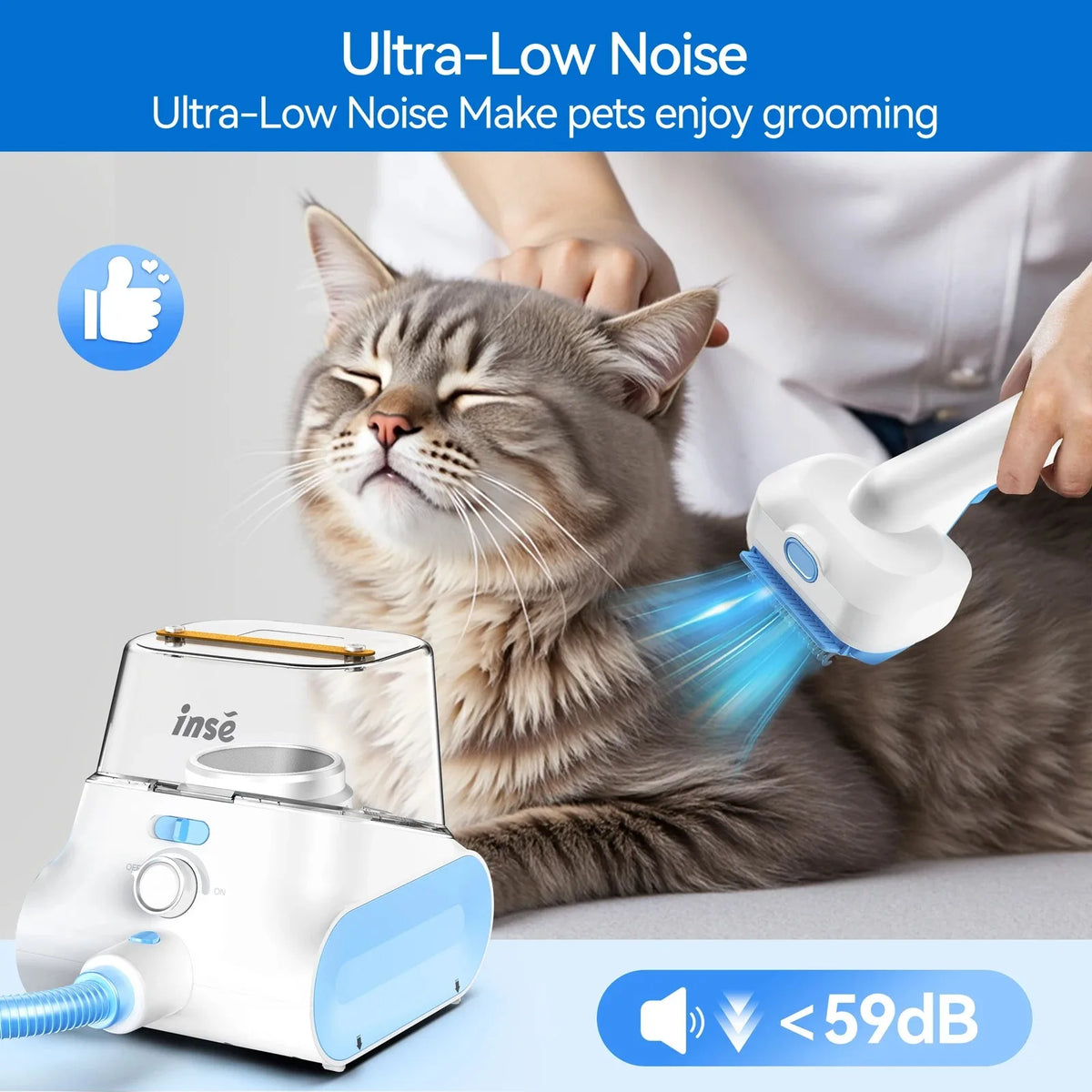 INSE P30 Cordless Dog Grooming Vacuum Low Noise Pet Clipper